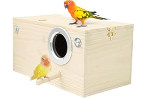 Manolyee Nichoir à perruches, nichoir en Bois de Perroquet,Maison d'élevage de Nidification de perroquets des Bois - Nichoirs pour Oiseaux avec Support de Perche, boîte d'accouplement pour perruches,
