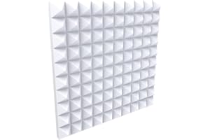 LENACUSTICA Pannello Acustico Fonoassorbente Piramidale, per Trattamento acustico, 50x50x5 cm Non sottovuoto (Bianco)
