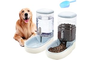 MEIJEEGU Distributeur Automatique de Nourriture 3.8l avec Pelle, Distributeur Automatique de Nourriture pour Chien et Chat Distributeur de Nourriture sèche pour Animaux de Compagnie (Gris)