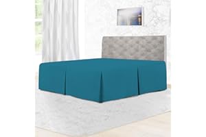 Rohi Base Valance Sheet Bed Skirt King Size Bed Skirt - Pleated Styling - 16" DEEP BASE VALANCE, 100% Combed Polycotton Long Staple Fibre – (Fit Over Base, King Bed, Teal)