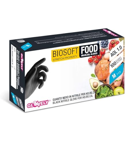 Gant Jetable En Nitrile Noir 6 Mm Sans Poudre Avec Fini Texturé En Motif Diamant (bte 100