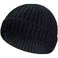 Samserot Winter Wool Knit Trawler Beanie Hat Short Fisherman Skullcap Knit Beanie Cap for Men/Women
