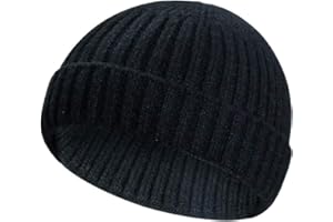 Samserot Winter Wool Knit Trawler Beanie Hat Short Fisherman Skullcap Knit Beanie Cap for Men/Women