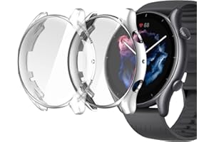 NEWZEROL 2 Stück Hülle Kompatibel für Amazfit Smartwatch GTR 3/GTR 3 Pro, Vollständige Abdeckung TPU-Stoßstange Flexible Hülle mit Kratzschutz für Amazfit GTR 3/GTR 3 Pro - Transparent/Silber