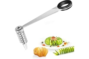 Galenecx Piranha Spiral Cutter, Spiralschneider Edelstahl, Kartoffel Spiralschneider für Kreative Obst und Gemüsezubereitung, Ideal für Gurken, Karotten, Zucchini und Äpfel