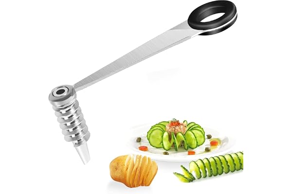 Galenecx Piranha Spiral Cutter, Spiralskärare Rostfritt stål | Potatis spiralskärare för kreativ frukt och grönsaksberedning, perfekt för gurkor, morötter, zucchini och äpplen