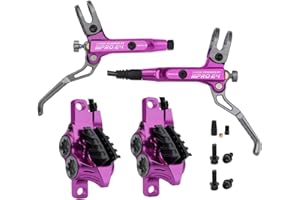 MEROCA IIIPRO E4 Hydraulic Disc Brake Set - 4-Piston MTB Brakes, 641N Braking Force, TUV Certified, Lightweight 475g, for Mountain/E-Bike/Folding Bicycles (Purple, Left Rear Right Front)
