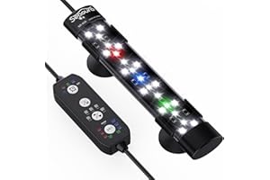 ‎SEAOURA SEAOURA Oświetlenie LED do akwarium z cyklem 24/7, światło akwarium z timerem, automatyczne włączanie/wyłączanie, pełne spektrum + 7 pojedynczych kolorów, 10 poziomów jasności, do akwarium (18 cm)