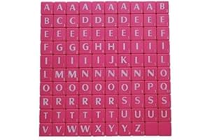 MAX TILES Plastic Scrabble Tiles A-Z Letters for Craft Frames Board Game Scrapbook 100pcs Pink