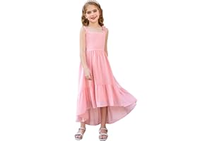 GRACE KARIN Girls Summer Elegant Chiffon Dress Straps A-Line Princess Dress for Kids 6-12 Years