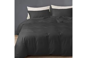 GREATOYAR Juego de Nórdica,Juego de Funda de Edredón, Set de 3 Piezas, 1 Funda Nórdica, 1 Sábana Bajera Ajustable, 1 Funda de Almohada, Poliéster, Transpirable, Cama 90cm, Negro