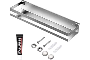 YANYYGu Rostfreie Metall-Aufbewahrungsschweberegale Wandmontierte Rechteckige Regale für Badezimmer, Küchen und Waschküchen (40cm Silber)