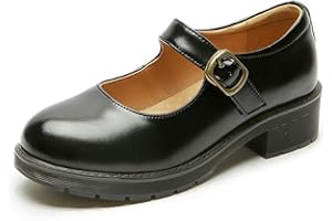 ZIRIA Kleine Lederschuhe Damen Runde Zehe High Heels Retro Leder Damenschuhe Mary Jane Schuhe