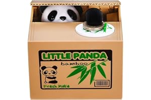 LUFENG Panda Money Box, Piggy Bank for Kids/Adults, Automatic Stealing Coin Money Bank with Upgraded Clear English Voice (Panda)