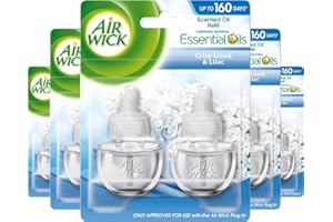 AIRWICK Air Wick Plug in Diffuser Twin Refill, Crisp Linen and Lilac, Pack 5 x 19ml, Long Lasting Fragrance, Lasts up to 1000 days, Plug in Air freshener