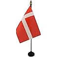 AZ FLAG Denmark Table Flag 15 x 10 cm – Small Danish Office Flags 10 x 15 cm Gold Tip