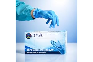 Zepham Powder-Free Nitrile Gloves, Food Grade, Non Tearable, CE & FDA Approved, Made in Malaysia, Blue- 100 Pieces (Size - Medium), Non-Sterile