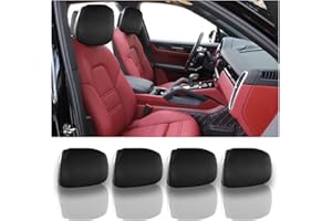 CGEAMDY 4PCS Fundas para Reposacabezas para Asientos de Coche, Fundas Protectora Transpirables Cómodas, Resistentes al Polvo, Fundas de Almohada Universales para Coche, Autobús de Viaje(Cuero)