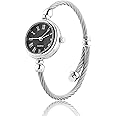 YUYTE Women Quartz Watches, Watch and Bracelet Set for Women, Female Analog Round Alloy Strap Open Bracelet Wristwatch for Ladies and Girls with Small Wrists (#01)