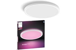 ‎PHILIPS HUE Inteligentny panel LED Philips Hue Devote, Białe i Kolorowe Światło (Ambiance), Okrągły 43 cm, 23 W, 2900 Lumenów, Biała Ramka do Wewnętrznego Oświetlenia Domu, Sufitu, Salonu, Kuchni, Przedpokoju.