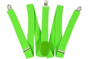 szaerfa Bretelles en forme de Y multicolores réglables élastiques fortes pinces femmes hommes bretelles, 1 pouce / 2,5 cm de large, 37 pouces / 94 cm de long