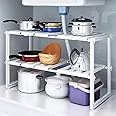 SKY-TOUCH Kitchen Under Sink Storage Expandable, Multi-Functional Shelf Cabinet, Adjustable Space Saving Rack