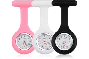 Caybats Schwesternuhr mit Clip,3 Stück Krankenschwester Uhr,Analog Quarzwerk Uhren Pflegeruhr Ansteckuhr aus Silikon Präzise Taschenuhren,für Damen Herren Pfleger und Ärzte Zubehör