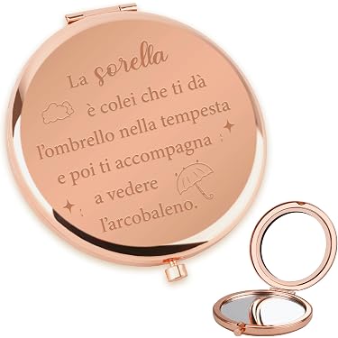 Regali personalizzati per Lei/Donne/Ragazze - Specchio pieghevole a doppia faccia a forma di cuore personalizzato con foto e lettere