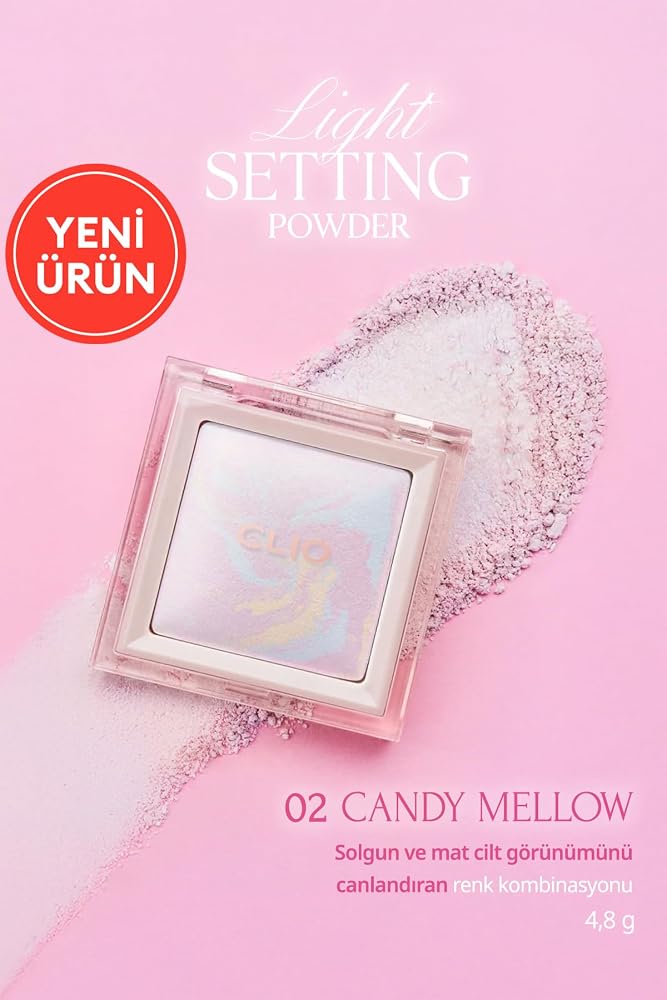 CLIO, Ton Eşitleyici & Sabitleyici, İnce Yapılı, Işıltılı Pudra Light Setting Powder 02 Candy Mellow