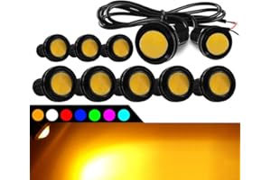 KAIDENGZHE Eagle Eye 10pcs 9W 18mm LED DRL Fog Light Motorcycle Daytime Running Lights Tail Backup Clearance Marker Lights (Amber)
