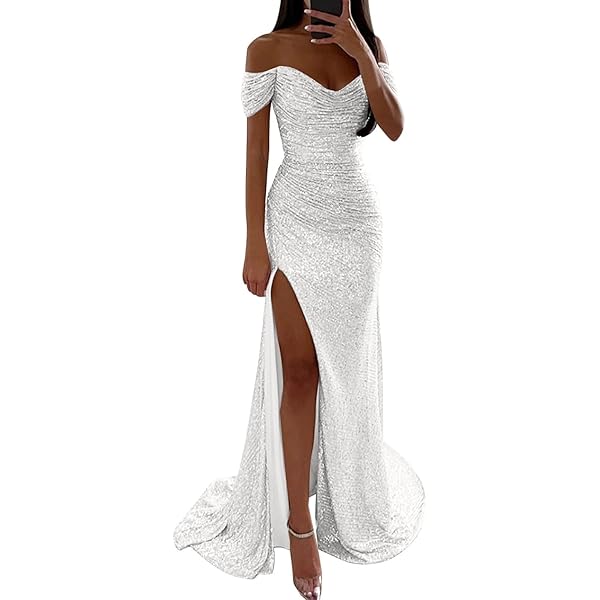 GORGLITTER Elegante lange jurk voor dames, met split, mouwloos, rugvrij