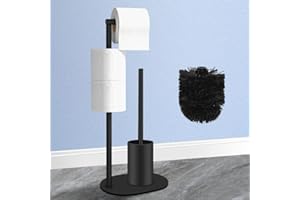 Edelstahl Klopapierhalter Stehend mit Klobürste AIQII Stand WC Garnitur mit Toilettenpapierhalter und Toilettenbürste,Ständer für Toilettenpapier & Toilettenbürste