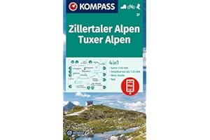 KOMPASS Wanderkarte 37 Zillertaler Alpen, Tuxer Alpen 1:50.000: 4in1 Wanderkarte , mit Aktiv Guide und Detailkarten inklusive Karte zur offline Verwendung in der KOMPASS-App. Fahrradfahren. Skitouren.
