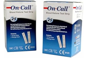 VALUEMED SPECIALISTS IN DIAGNOSTIC HEALTHCARE 2 x 25 Blood Ketone Test Strips for The On Call Dual Ketone & Glucose Digital Meter
