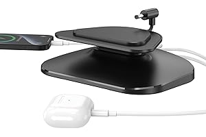 PlusAcc Adjustable Stand for Show 5 3rd Gen Stand with USB C and USB A Charging ports Charging Station for iPhone/Airpods Smartphones & Smartwatch & Show 5 3rd Gen (Black)