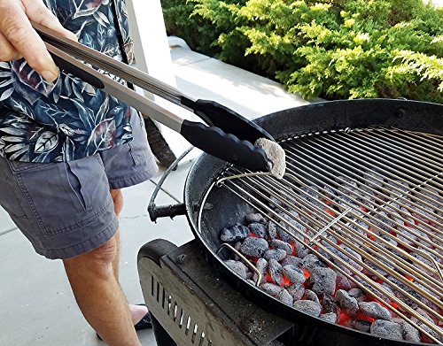 HelpCuisine 2er Profi Grillzange Grillbesteck Bratzange Salatzange Küchenzange aus hochwertigem Edelstahl und Lebensmittelqualität silikon antihaft, antirutsch Effekt und hitzebeständig mit intelligenten sicherungsclip, Allzweckzange (2er Set 22cm/27cm) - 7