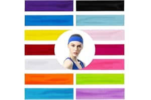 QUMENEY – Lot de 14 bandeaux de yoga, colorés, tendance, élastiques, pour femmes, filles, pour sports, pilates, fitness (couleurs mélangées)