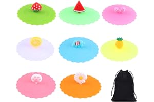 LOPKJ Antipolvo Taza Cubierta Taza de café, 8 Piezas Tapas de Silicona Tapas de La Taza de La Bebida Del Silicón Tapa para Tazas Reutilizables Tazas de Dibujos Animados Tapa Creativa para Café (10CM)