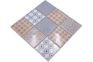 CONWIRE Mosaik-Netzwerk, piastrelle a mosaico, mix classico quadrato, in ceramica, per specchio e piatto doccia