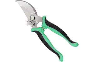 Moppro Garden Shears, Secateurs & Pruning Scissors of Garden Tools, Mitre Shears, Florist Scissors, Snips, Trimmer, Clippers with Locking Handle, Gardening Gifts for Men (Green)