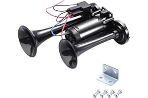 Rupse Air Horn 12V, Electric Car Horn, 150DB Super Loud Train Horn Double Tube Zinc Airhorn with Compressor for All 12 V Vehicles Motorcycle Truck Cars Boats
