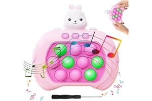 PLLYPE Zabawka Quick Push, Light Up Pop Game Fidget Toys, Bubble Sensory Squeeze Toys, elektroniczna gra dla wczesnego rozwoju i treningu koncentracji, królik różowy