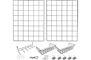 WUZILIN Set di 2 griglie da parete multifunzione, colore nero, 30 x 40 cm, per decorazioni fai da te e lavagne memo in famiglia.