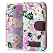 Produktbild iPhone 6 / 6S Hülle Flip Tasche [Saxonia] Schutzhülle Case mit Kartenfach Motiv Blumen Pink