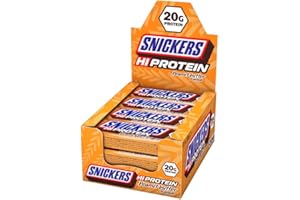 Snickers Hi Protein Peanut Butter Flavour Bar (12 x 57g) High Protein Snack with Caramel, Peanuts and Mild Chocolate - Contain 20g Protein