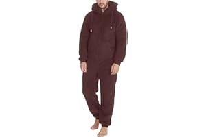 pvucpot Herren Paar Jumpsuit Kuschelig Lustig Lang Pyjama Winter Warm Plüsch Overall Schlafoverall Reißverschluss Teddy Fleece Einteiler Onesie Einteiler Onesie Schlafanzug
