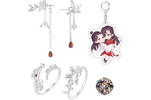 GENERIC XHBTS 35 Set Heaven Official's Blessing Cosplay Ring und Ohrringe Schlüsselanhänger Aufkleber Tian-Guan-Ci-Fu Fingerring Hua Cheng Xie Lian Paar Kostüm Schmuck, Kunststoff, Kein edelstein