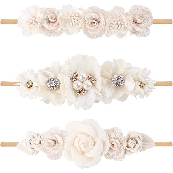 Shining Diva Stirnbänder Set – 4 Stück Perlen-Haarbänder Für Frauen & Mädchen, Elastisch, Stylischer Haarschmuck
