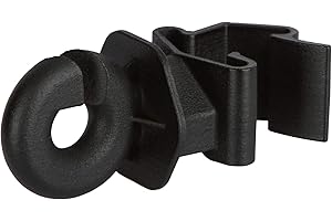 Agrarzone 25x isolatore ad anello per T-Post nero | Isolatore per recinti elettrificati | Robusto isolatore ad anello con aggancio a clip | Per fili corde e nastri per recinti con pali a T