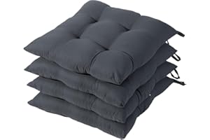 HAMO Dining Chair Seat Pad Cushions Set of 4, 38x38 cm, 15x15 inches (Graphite)